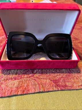 Carolina Herrera Black Square Oversized Sunglasses